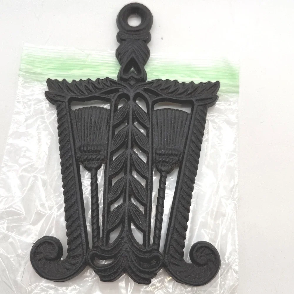 Vintage Cast Iron Trivet Made in Japan Tassel and Wheat Wall Decor Black